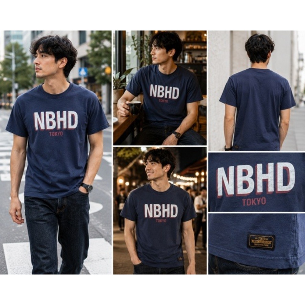 Neighborhood NBHD Tokyo Logo TShirt Navy Blue Mens Small Streetwear Japan Cotton